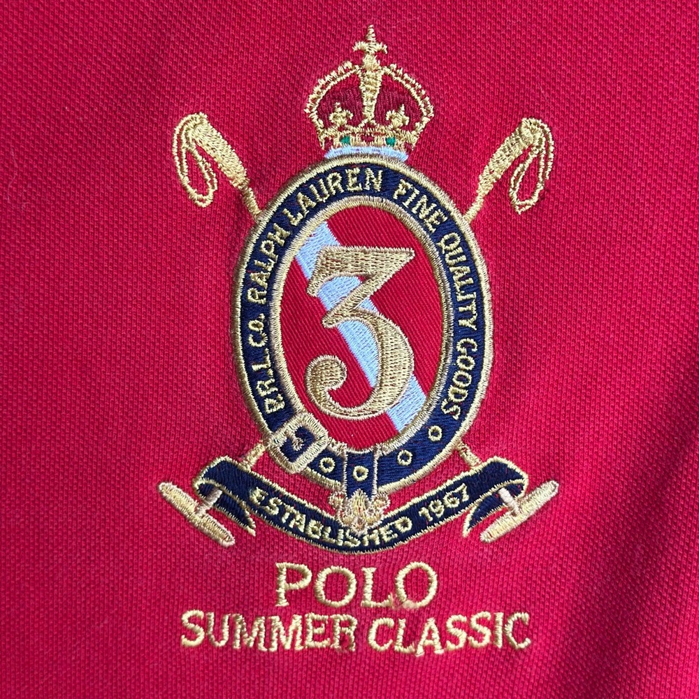 Men’s Ralph Lauren Big Pony Vintage Polo Summer Classic Crest Gold Navy Red